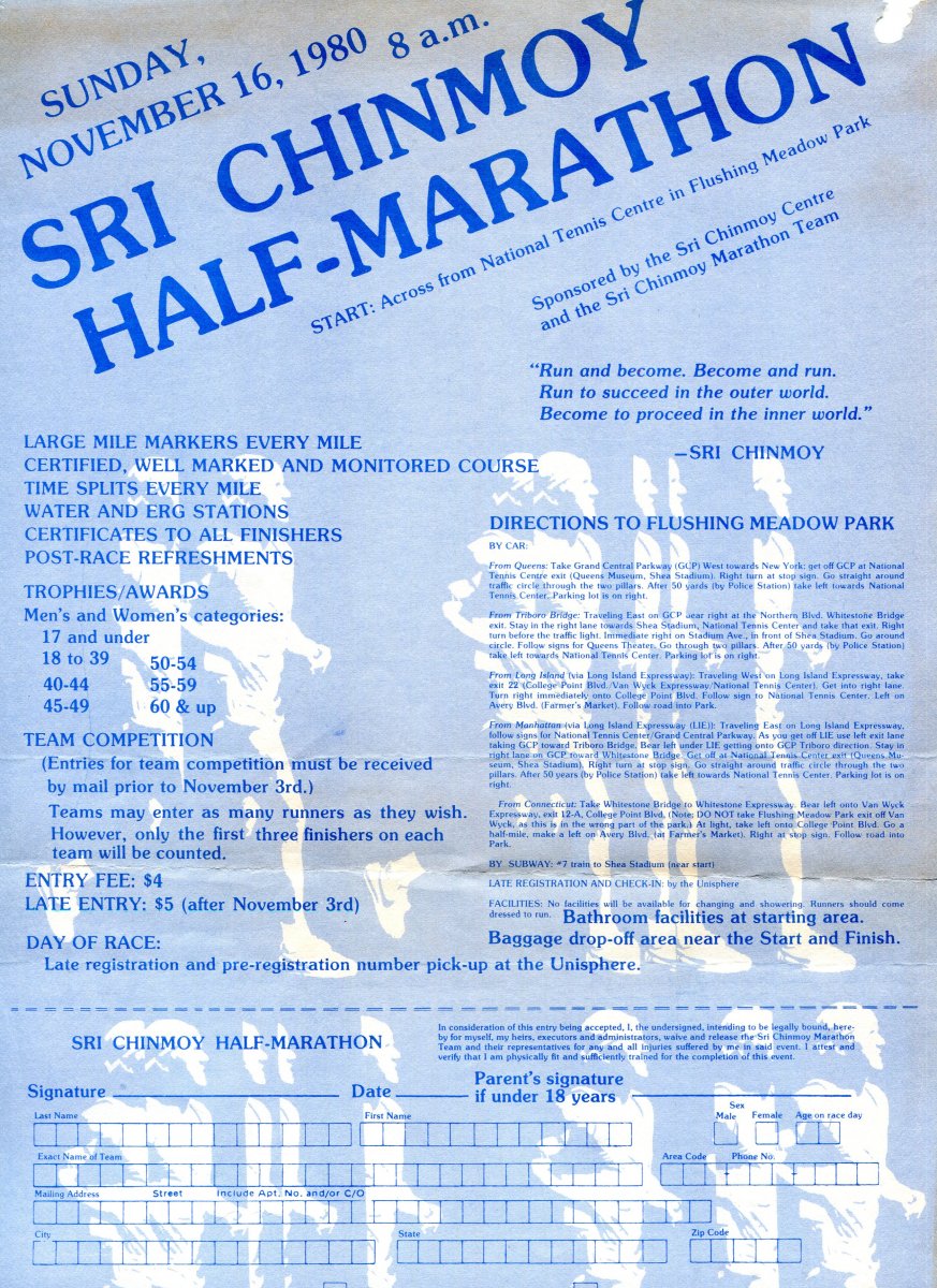 Sri Chinmoy Half-Marathon: November 16, 1980